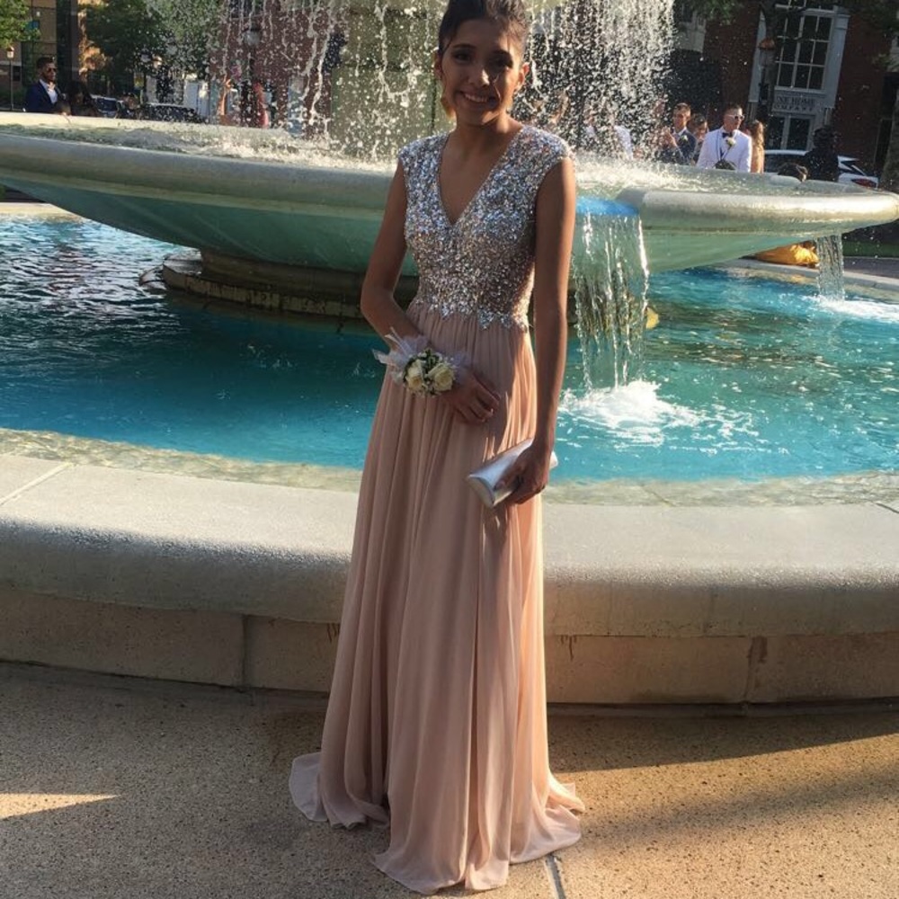 Camille la vie champagne prom dress
